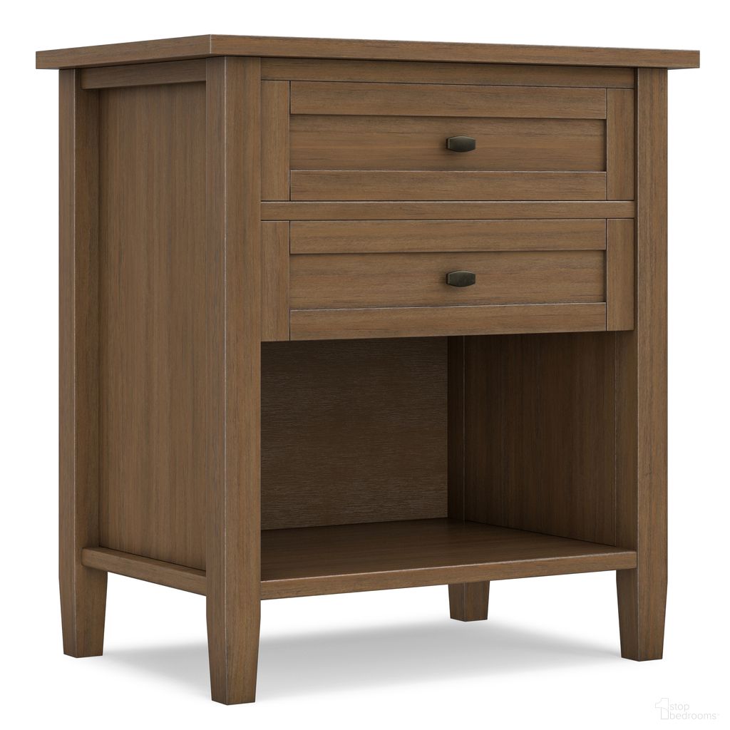 Warm Shaker Solid Wood Nightstand In Rustic Natural Aged Brown