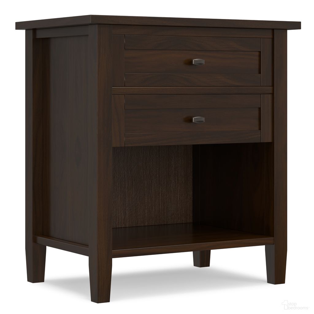 Warm Shaker Solid Wood Nightstand In Tobacco Brown