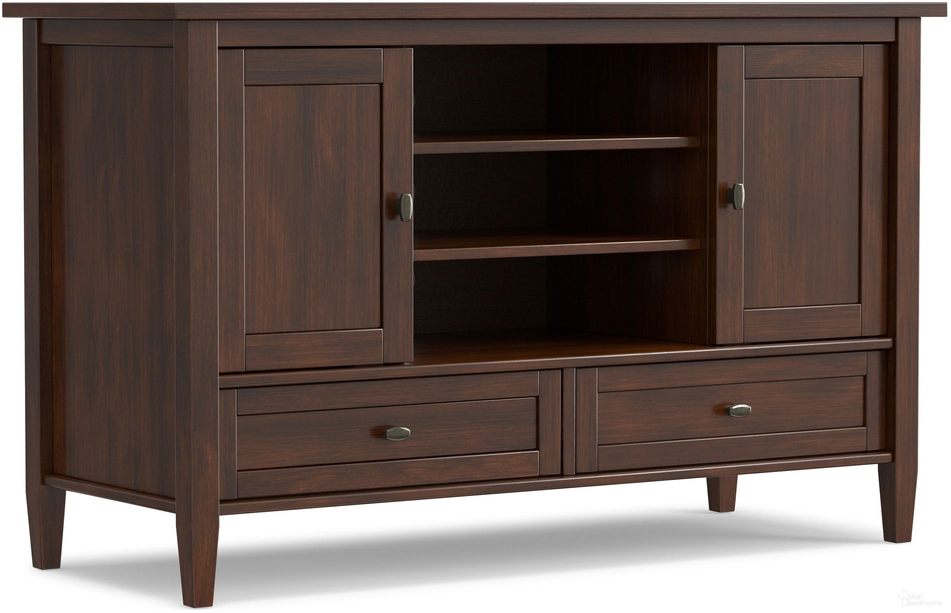 Warm Shaker Solid Wood TV Media Stand In Russet Brown
