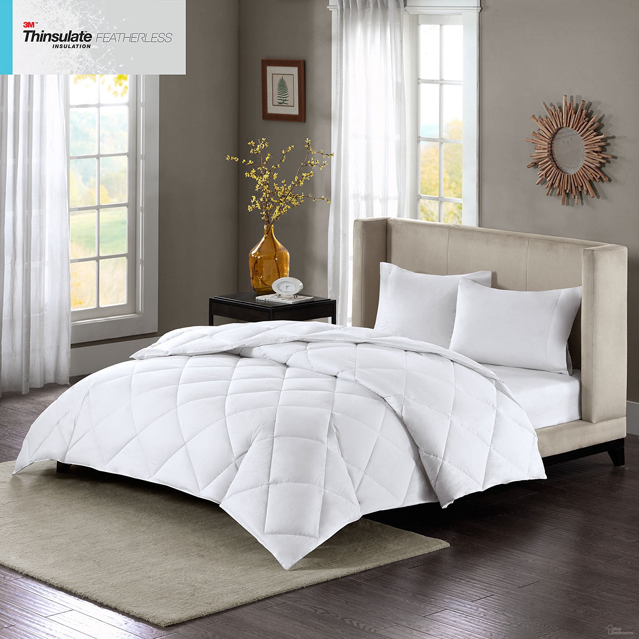 Warmth Cotton Sateen Double Insertion Queen Comforter In White