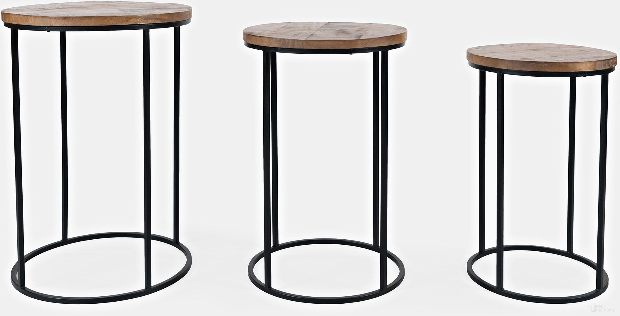 The appearance of Warner Round Nesting End Tables Set of 3 In Rustic Brown designed by Jofran in the rustic / southwestern interior design. This rustic brown piece of furniture was selected by 1StopBedrooms from Global Archive Collection to add a touch of cosiness and style into your home. Sku: 2330-WARNERAM. Material: Mango.