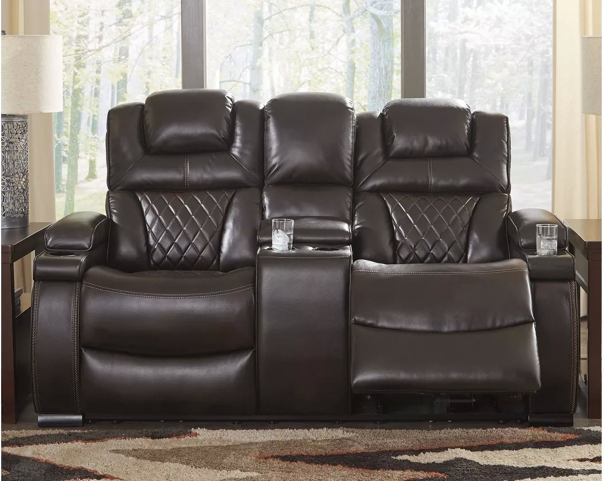 Warnerton Power Reclining Loveseat In Chocolate by Ashley Furniture