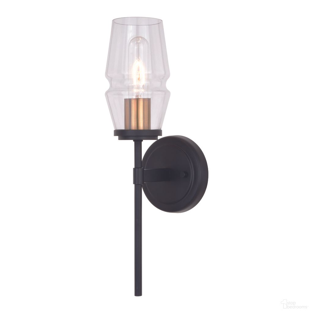 Warren 1 Light Wall Light In Matte Black and Brushed Brass
