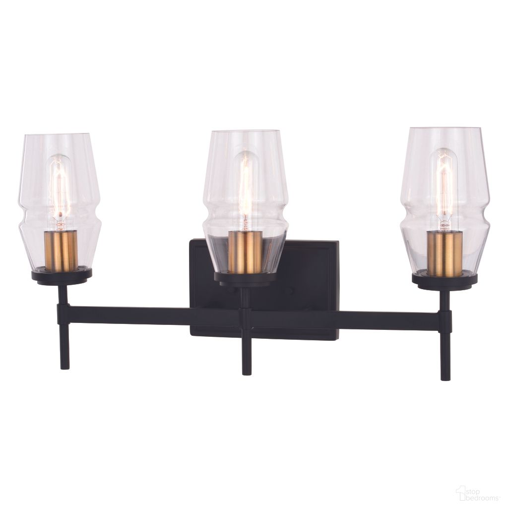 Warren 3 Light Vanity Light In Matte Black and Brushed Brass