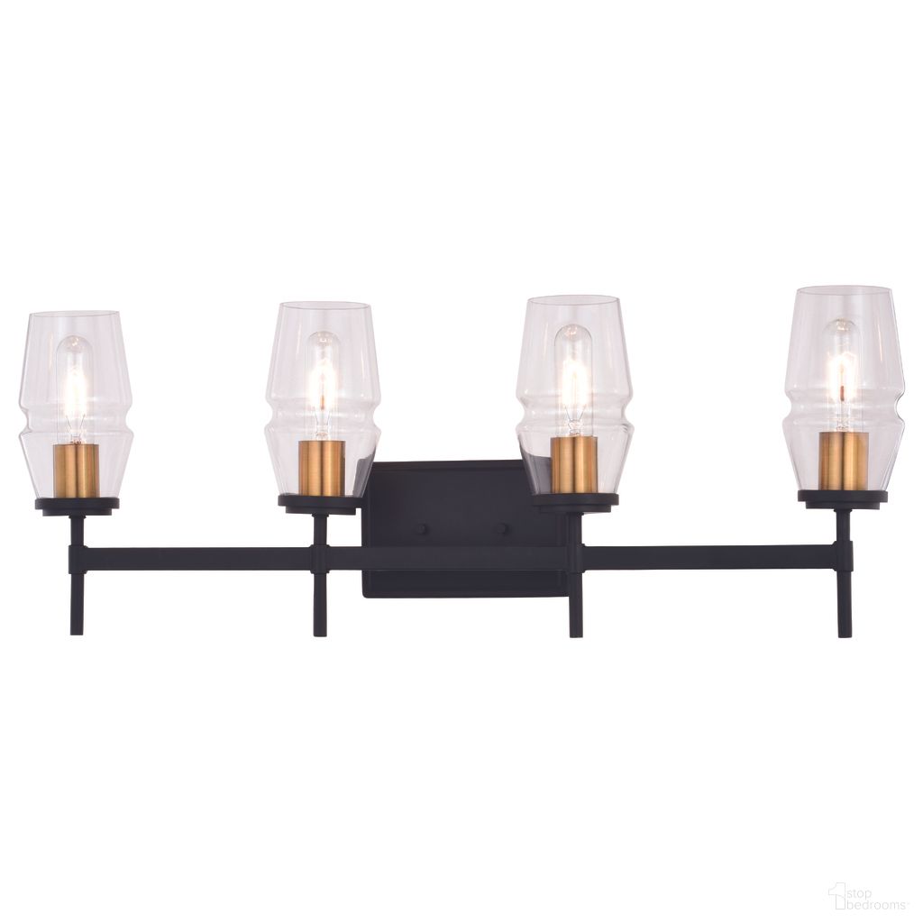 Warren 4 Light Vanity Light In Matte Black and Brushed Brass