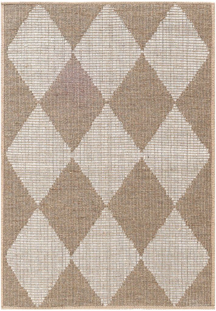 Washable Jute Modern 2' x 3' Indoor Rug In Natural and Ivory