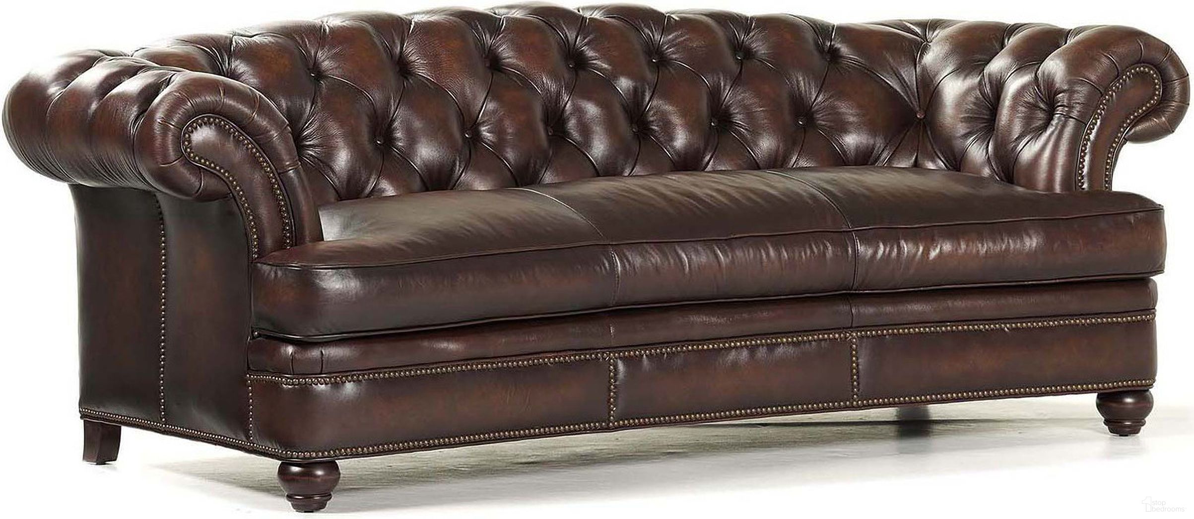 The appearance of Washington Sofa In Brown designed by Maitland-Smith in the modern / contemporary interior design. This brown piece of furniture was selected by 1StopBedrooms from Maitland Smith Uph Collection to add a touch of cosiness and style into your home. Sku: RA324-WIP-BAR. Material: Leather.