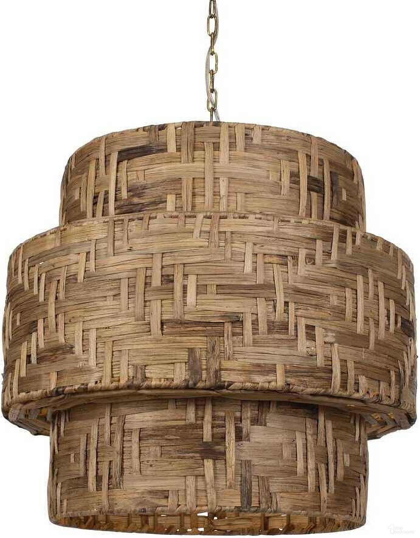 Water Hyacinth 4 Light Woven Pendant In Brass