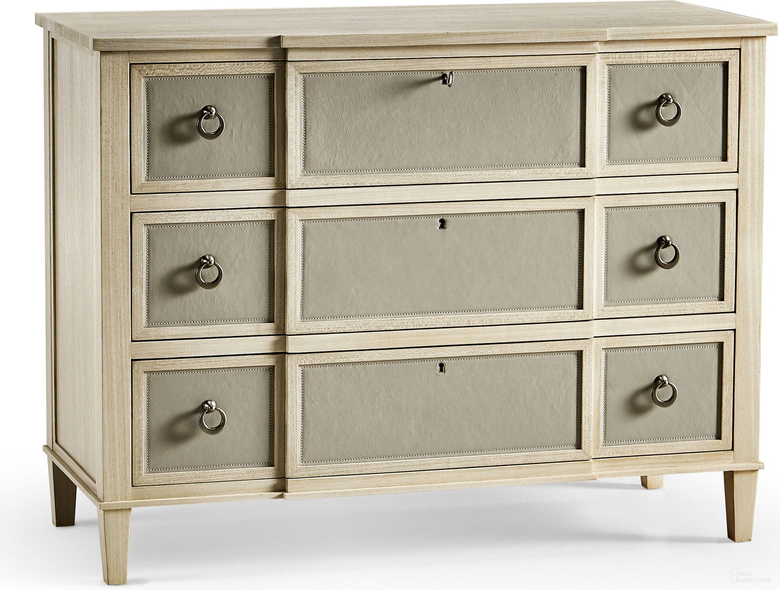 The appearance of Water Neap Leather Front Chest In Beige designed by Jonathan Charles in the modern / contemporary interior design. This beige piece of furniture  was selected by 1StopBedrooms from Water Collection to add a touch of cosiness and style into your home. Sku: 001-1-900-LWS. Material: Wood.
