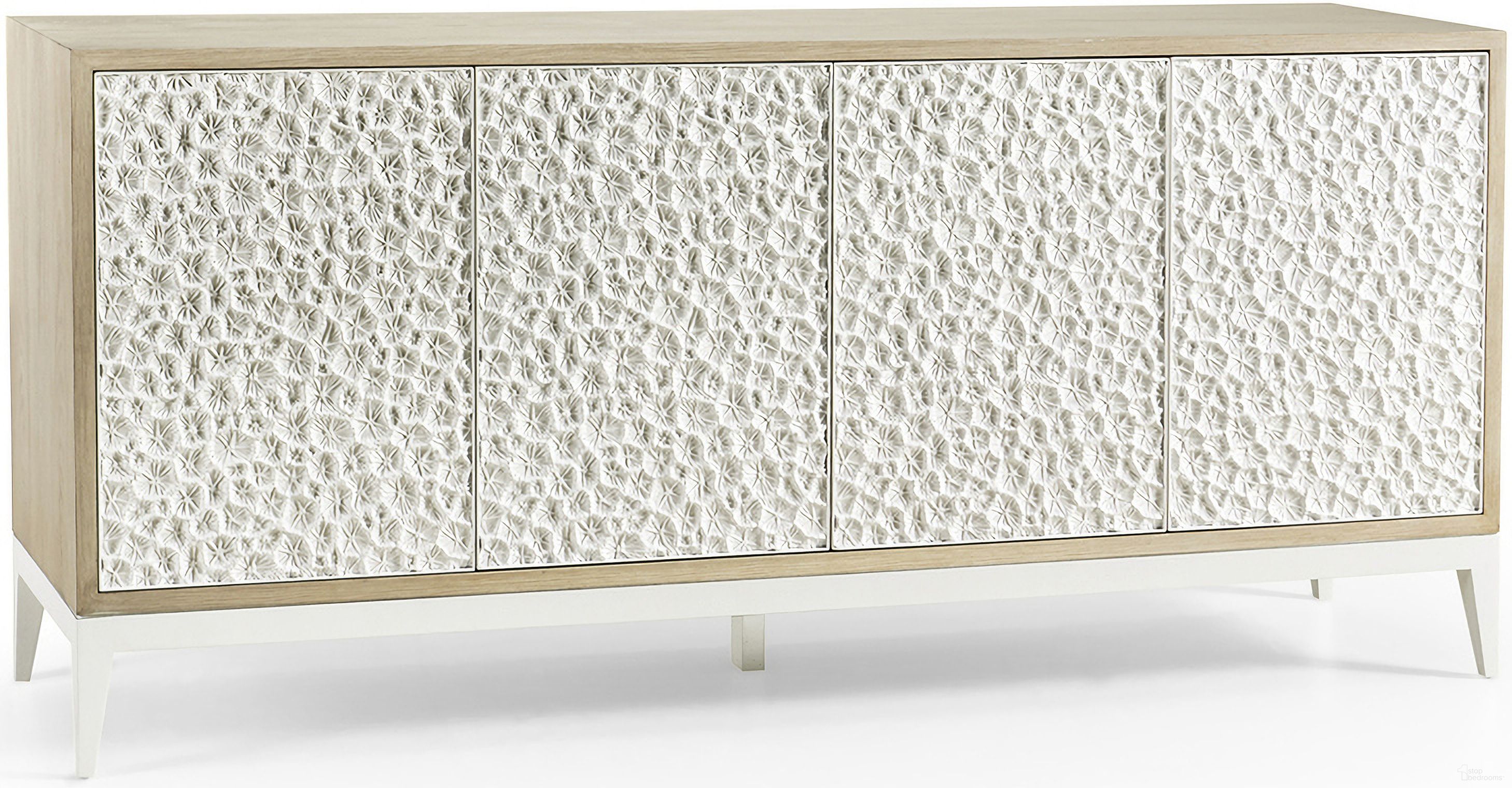 The appearance of Water Pelagic Cast Metal Credenza In Bleached Oak designed by Jonathan Charles in the transitional interior design. This oak piece of furniture was selected by 1StopBedrooms from Water Collection to add a touch of cosiness and style into your home. Sku: 001-2-N20-CAW. Material: Wood.