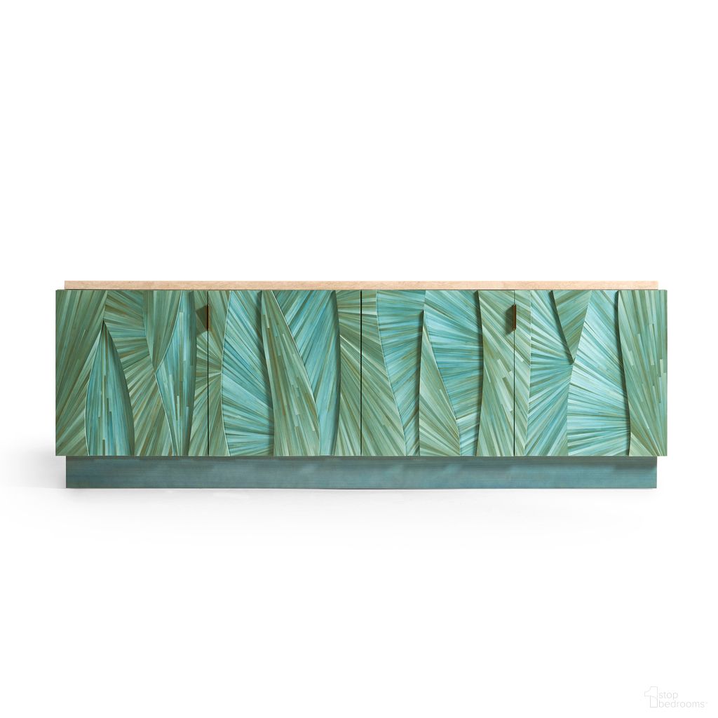 The appearance of Water Seaglass Entertainment Console In Blue Straw designed by Jonathan Charles in the modern / contemporary interior design. This blue straw piece of furniture was selected by 1StopBedrooms from Water Collection to add a touch of cosiness and style into your home. Sku: 001-3-100-BLS. Material: Marble.