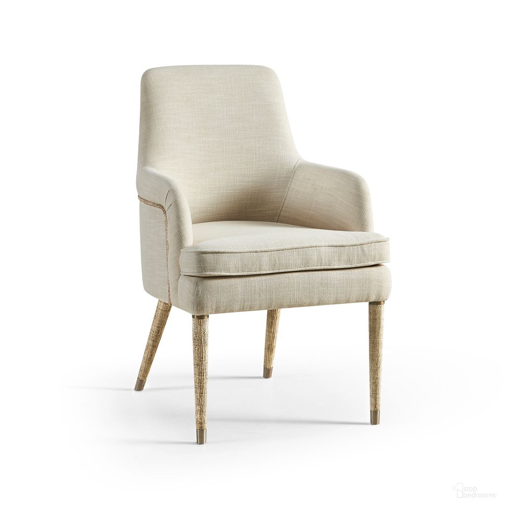 Water Shoal Linen and Grass Cloth Host Chair In Beige