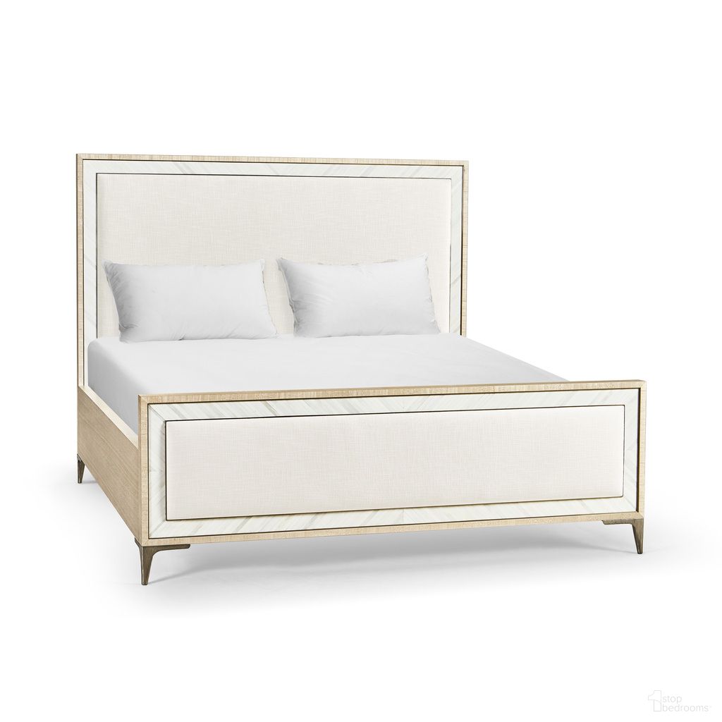 The appearance of Water Tideline Bone and Linen King Upholstered Bed In Beige designed by Jonathan Charles in the modern / contemporary interior design. This beige piece of furniture was selected by 1StopBedrooms from Water Collection to add a touch of cosiness and style into your home. Sku: 001-1-100-KOT. Material: Wood. Bed Size: King. Bed Type: Upholstered Bed.