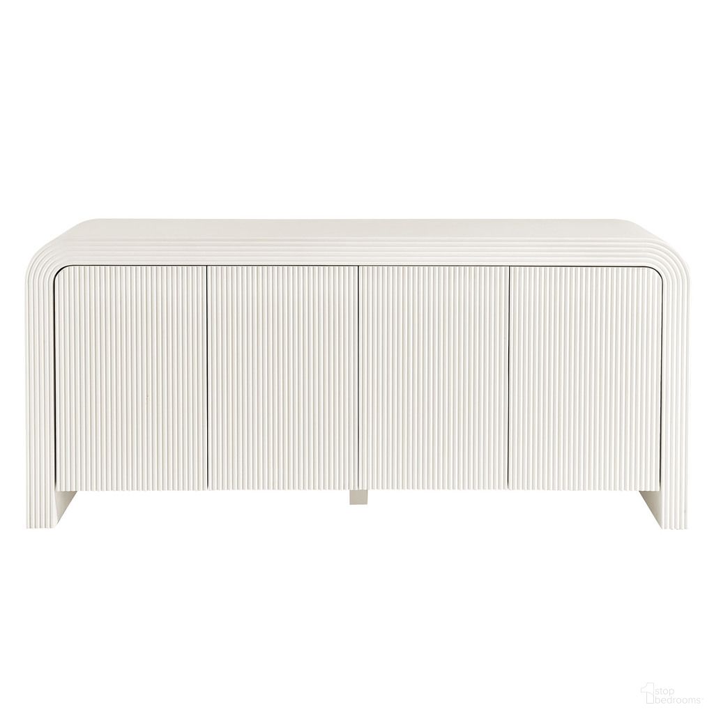 Waterflute 70 Inch Fluted Sideboard Cabinet In White Matte
