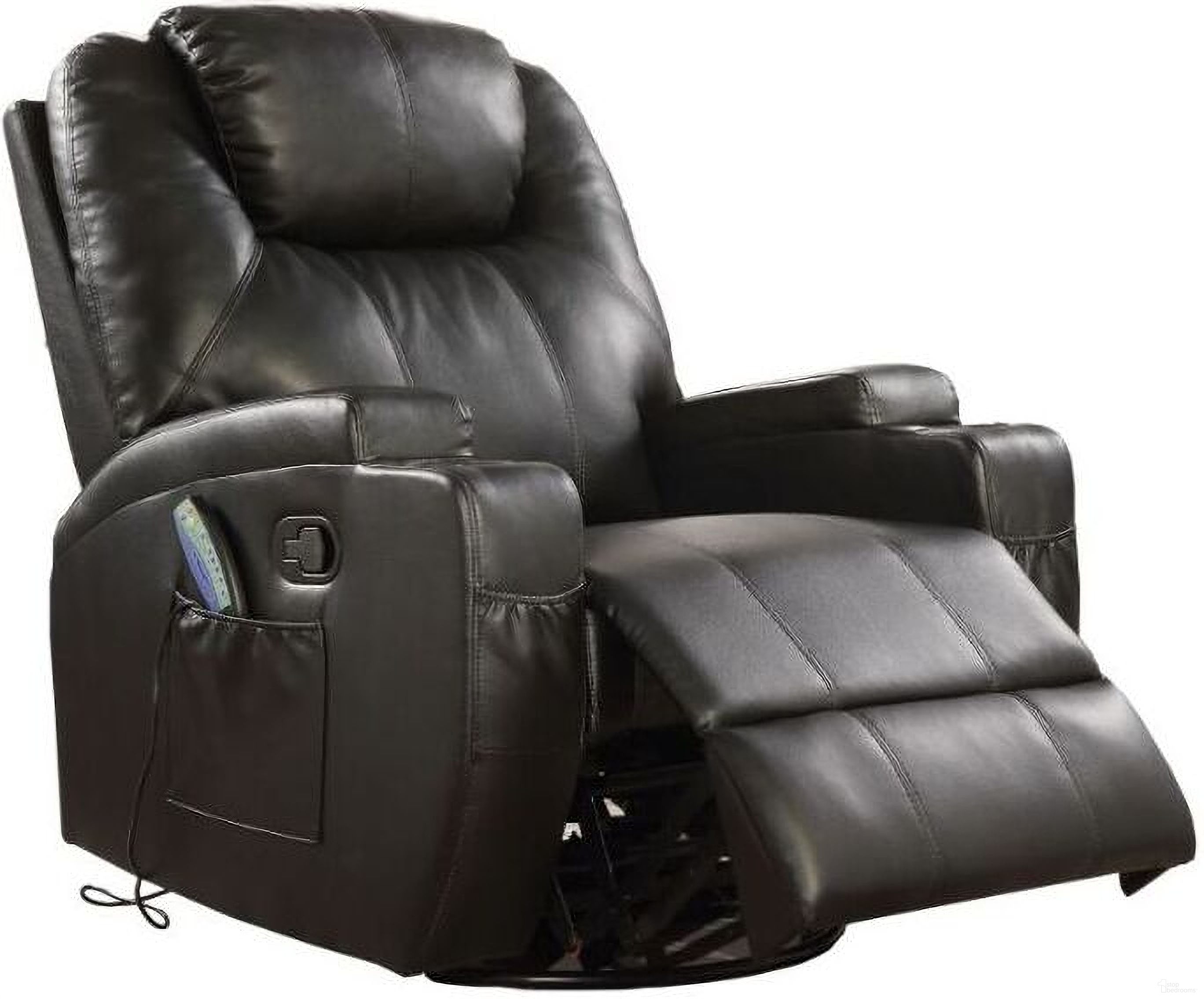 The appearance of Waterlily Black Bonded Leather Match Swivel Rocker Recliner designed by ACME in the modern / contemporary interior design. This black piece of furniture was selected by 1StopBedrooms from Waterlily Collection to add a touch of cosiness and style into your home. Sku: 59277. Material: Leather.