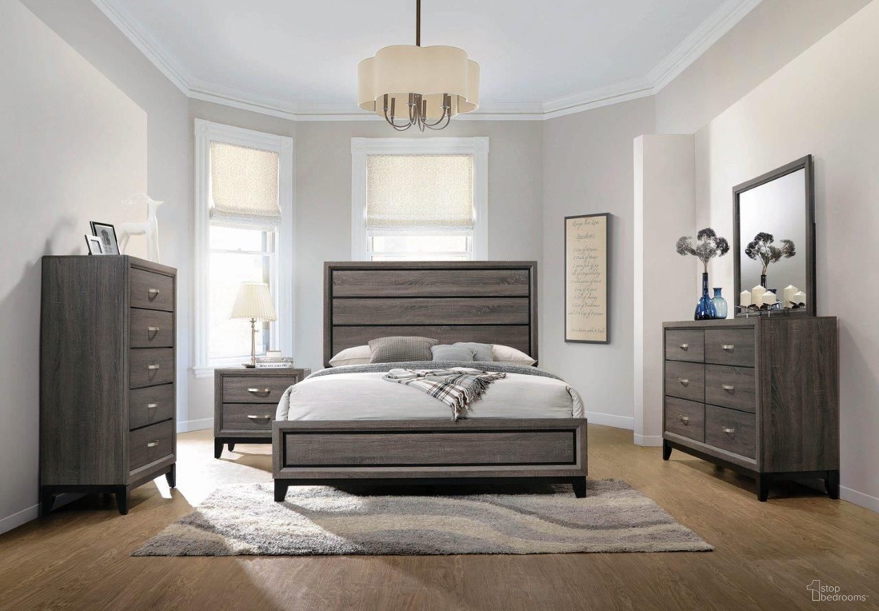 The appearance of Watson California King Panel Bed Grey Oak and Black designed by Coaster in the transitional interior design. This grey oak piece of furniture was selected by 1StopBedrooms from Watson Collection to add a touch of cosiness and style into your home. Sku: 212421KWB1;212421KWB2. Bed Type: Panel Bed. Material: Wood. Bed Size: California King.
