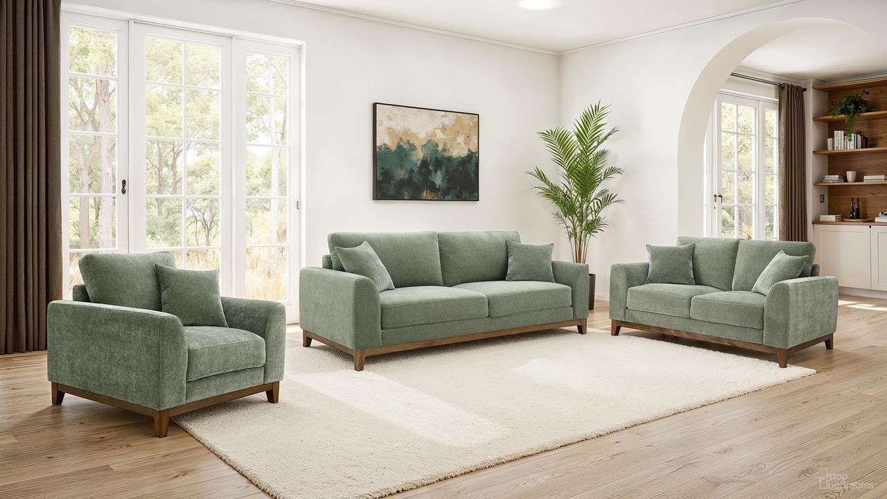 The appearance of Watton Living Room Set In Olive Green designed by Furniture of America in the modern / contemporary interior design. This olive green piece of furniture was selected by 1StopBedrooms from Watton Collection to add a touch of cosiness and style into your home. Sku: FM64008GR-SF;FM64008GR-LV. Material: Chenille.