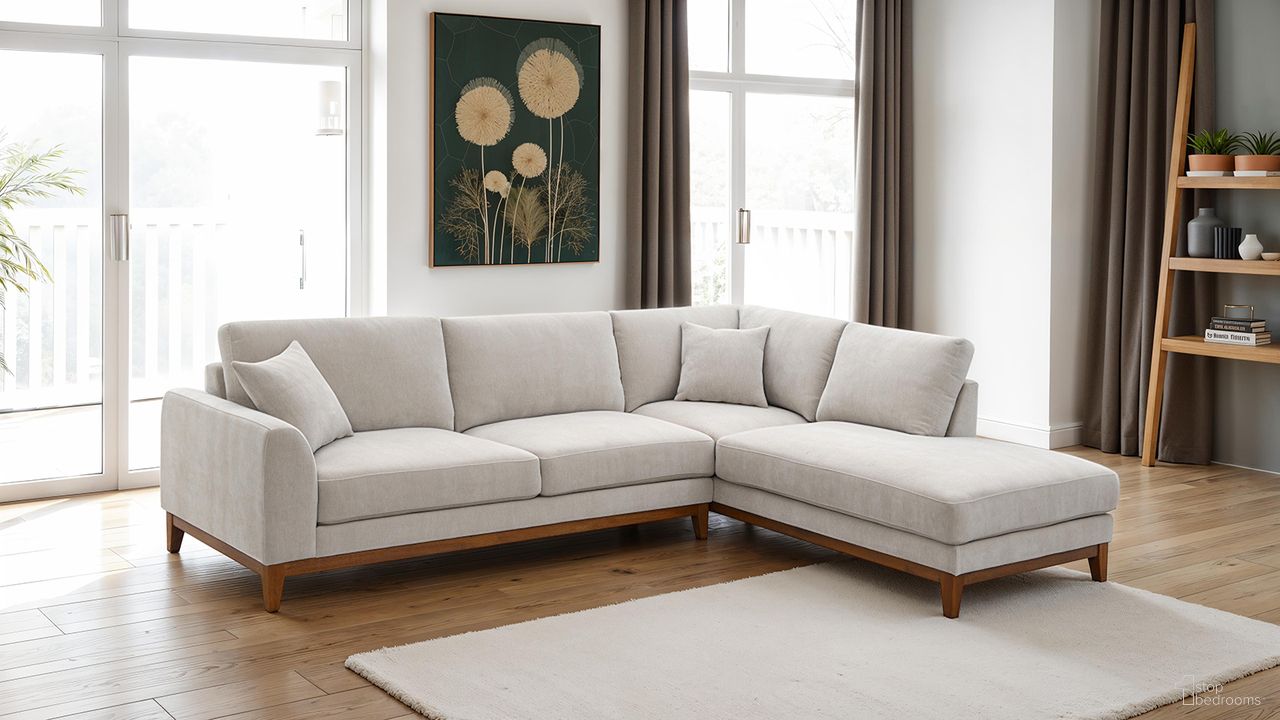 The appearance of Watton Right Chaise Sectional In Light Gray designed by Furniture of America in the modern / contemporary interior design. This light gray piece of furniture  was selected by 1StopBedrooms from Watton Collection to add a touch of cosiness and style into your home. Sku: FM64008TP-LLV;FM64008TP-RCE. Material: Chenille.