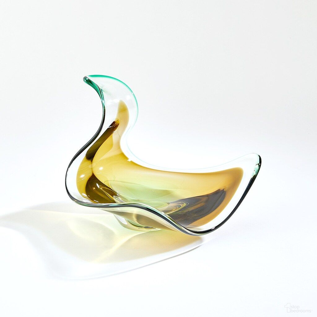 The appearance of Wave Bowl In Amber and Green designed by Global Views in the modern / contemporary interior design. This amber/green piece of furniture  was selected by 1StopBedrooms from Wave Collection to add a touch of cosiness and style into your home. Sku: 660631. Material: Aluminum.