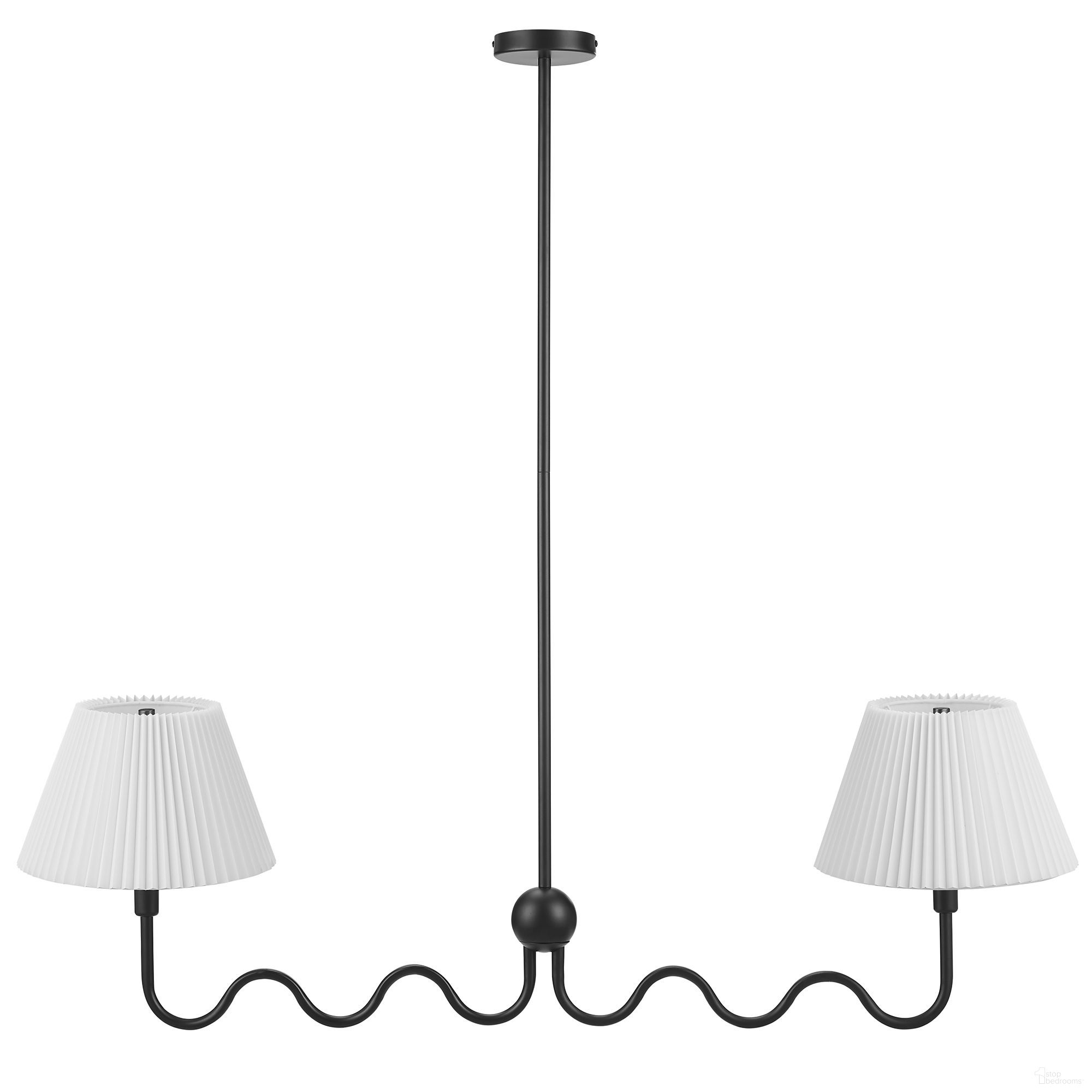 Wave Squiggle 2-Arm Pendant Light In Black