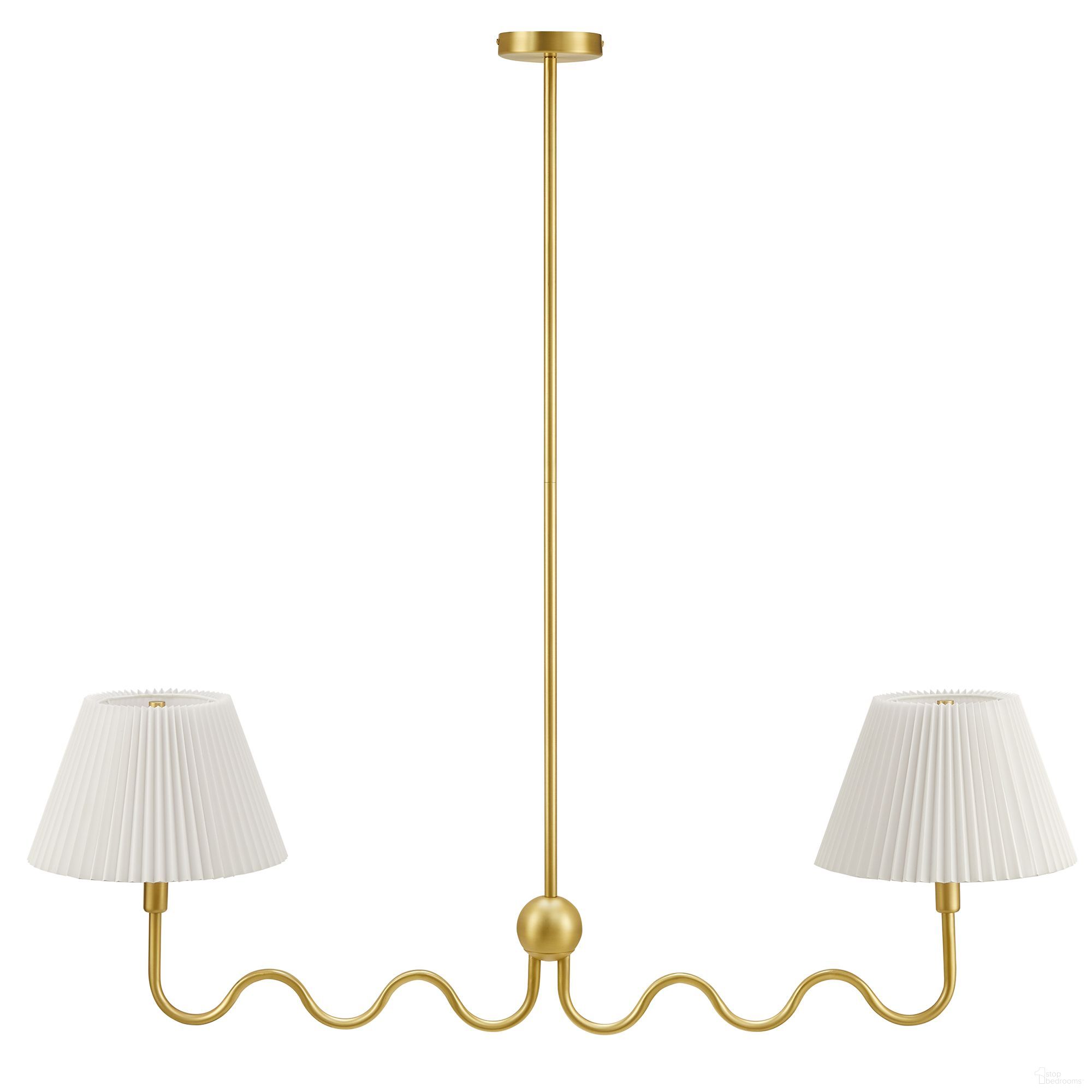 Wave Squiggle 2-Arm Pendant Light In Brass