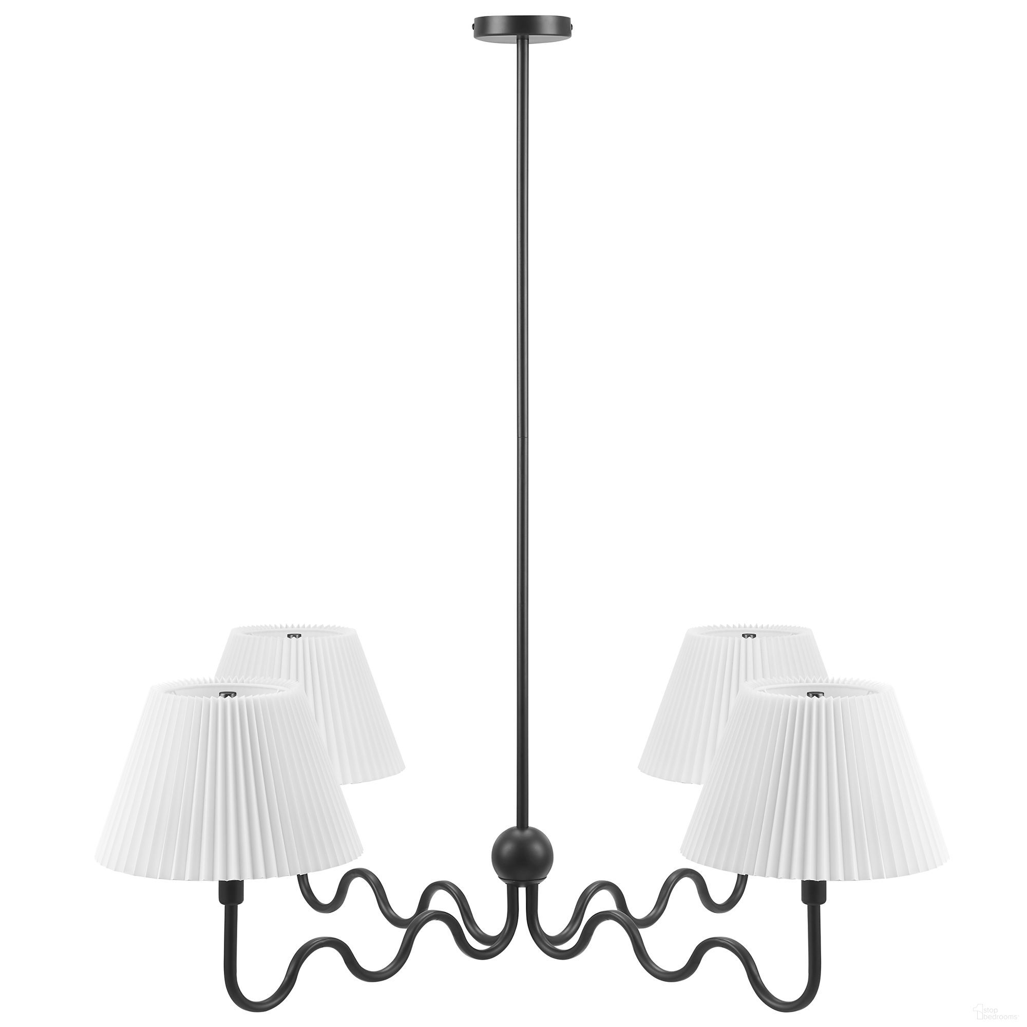 Wave Squiggle 4-Arm Pendant Light In Black