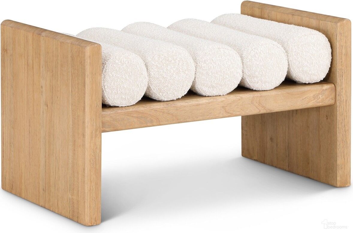 The appearance of Waverly 32 Inch Boucle Fabric Bench In Cream designed by Meridian in the modern / contemporary interior design. This cream piece of furniture was selected by 1StopBedrooms from Waverly Collection to add a touch of cosiness and style into your home. Sku: 177Cream. Material: Rubberwood.