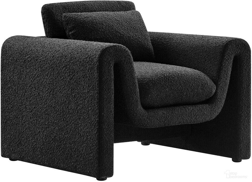 Waverly Boucle Upholstered Armchair In Black
