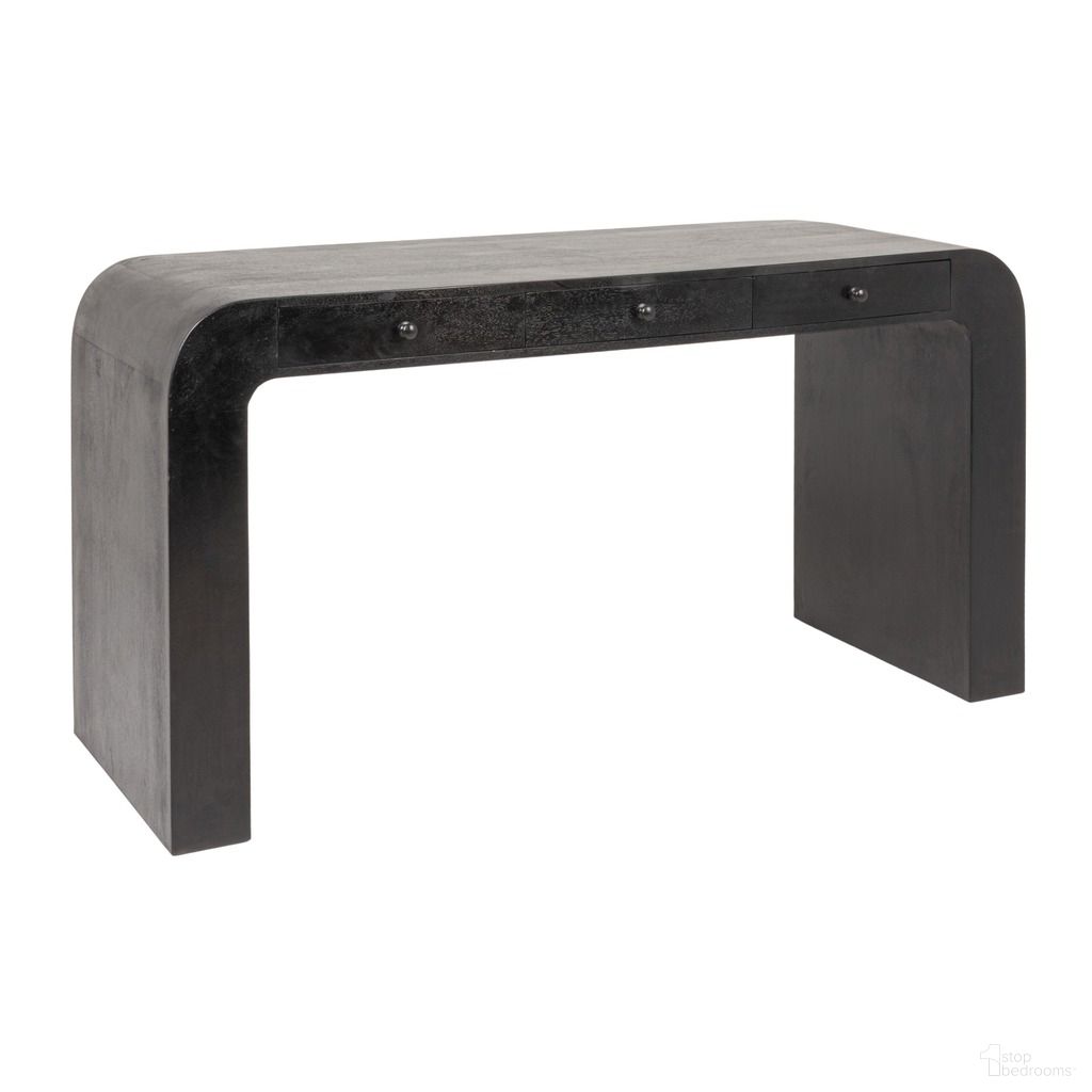Waverly Mango Wood Waterfall Vanity Desk/Console Table In Black