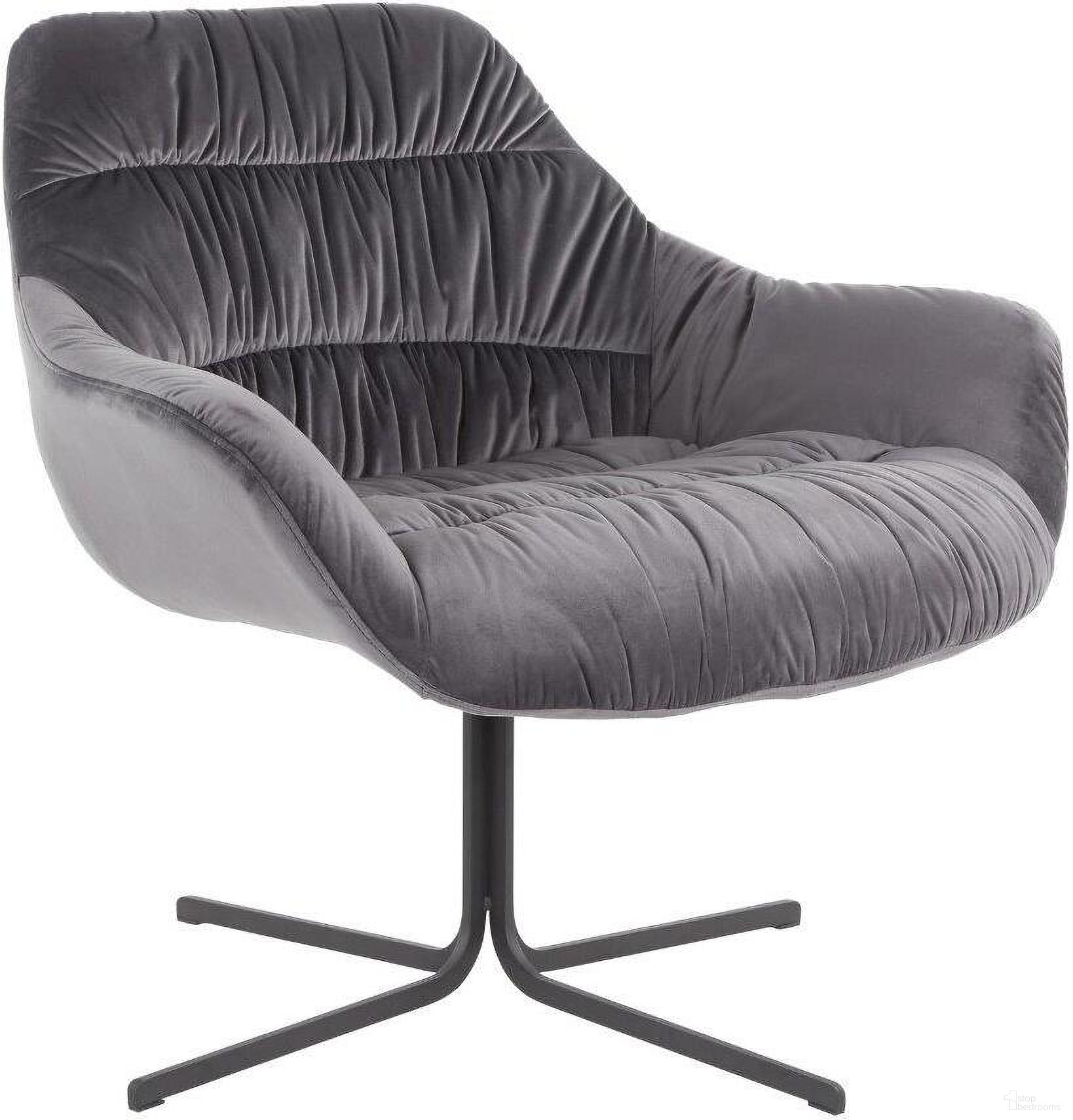 The appearance of Wayne Contemporary Swivel Lounge Chair In Black Metal And Grey Velvet designed by Lumisource in the modern / contemporary interior design. This grey piece of furniture was selected by 1StopBedrooms from Wrangler Collection to add a touch of cosiness and style into your home. Sku: CHR-WYNE BKVGY. Material: Velvet.