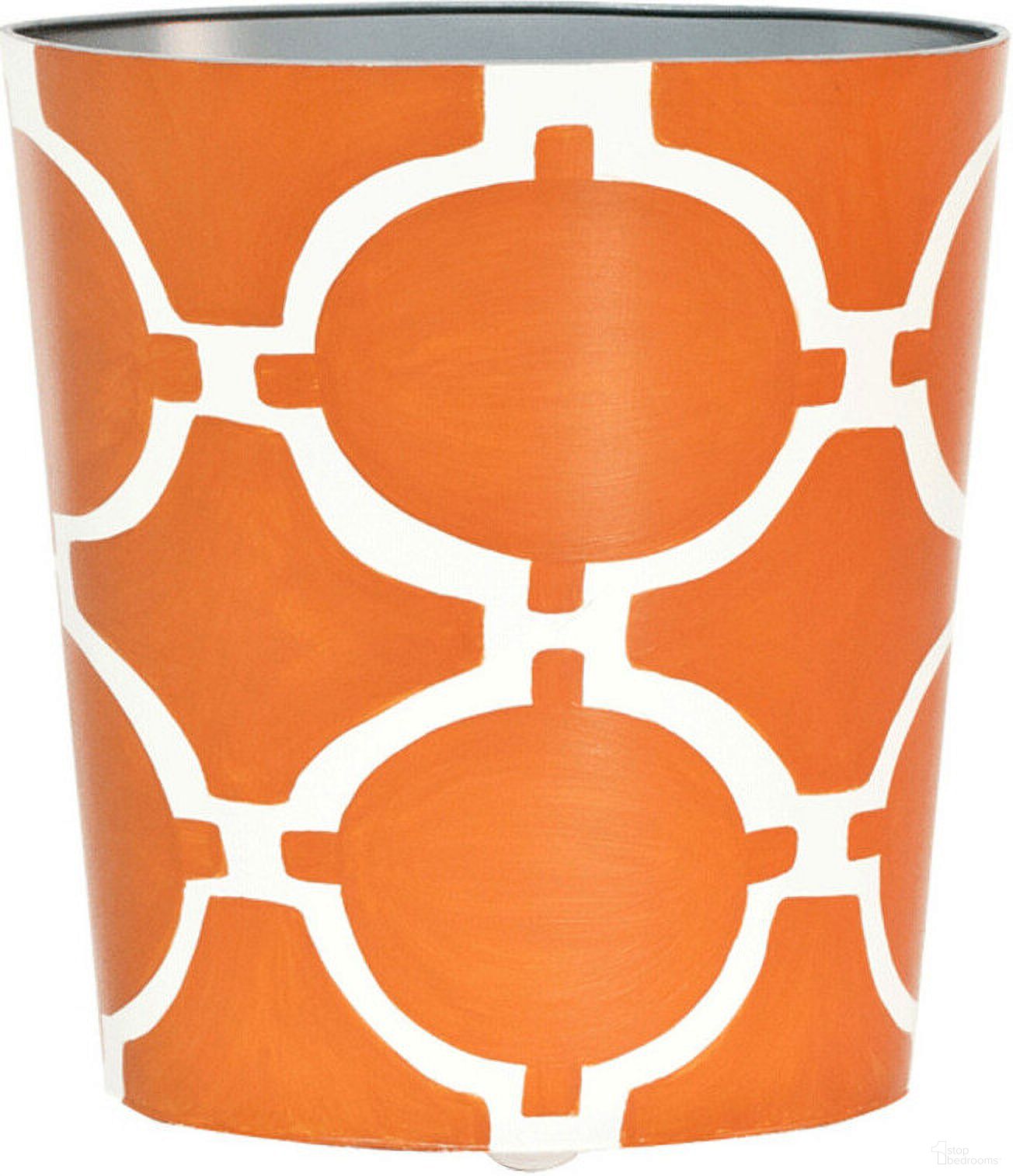 Wbacadia Orange And Cream Oval Wastebasket