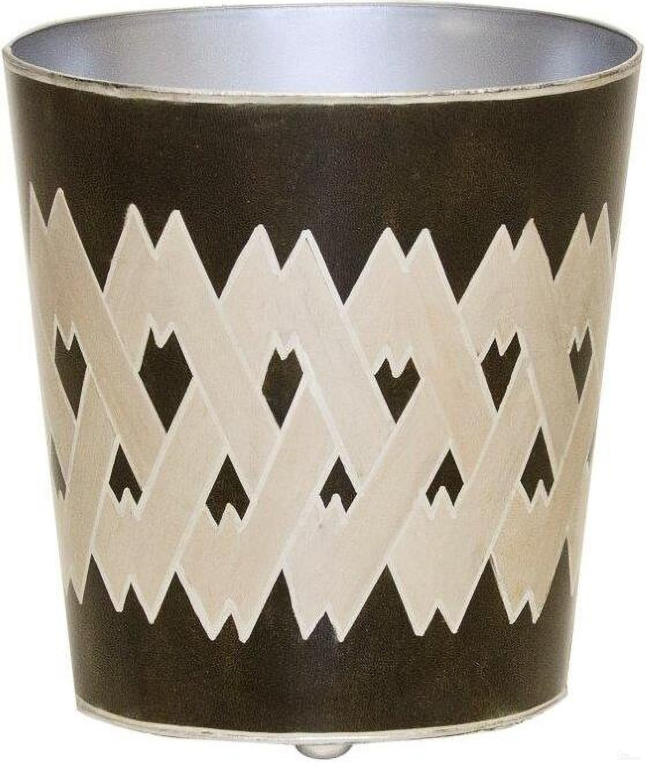 Wbargbs Black And Silver Argyle Oval Wastebasket