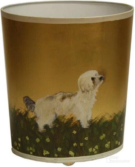 Wbbichonyorkie Beige And Green Bichon Yorkie Wastebasket