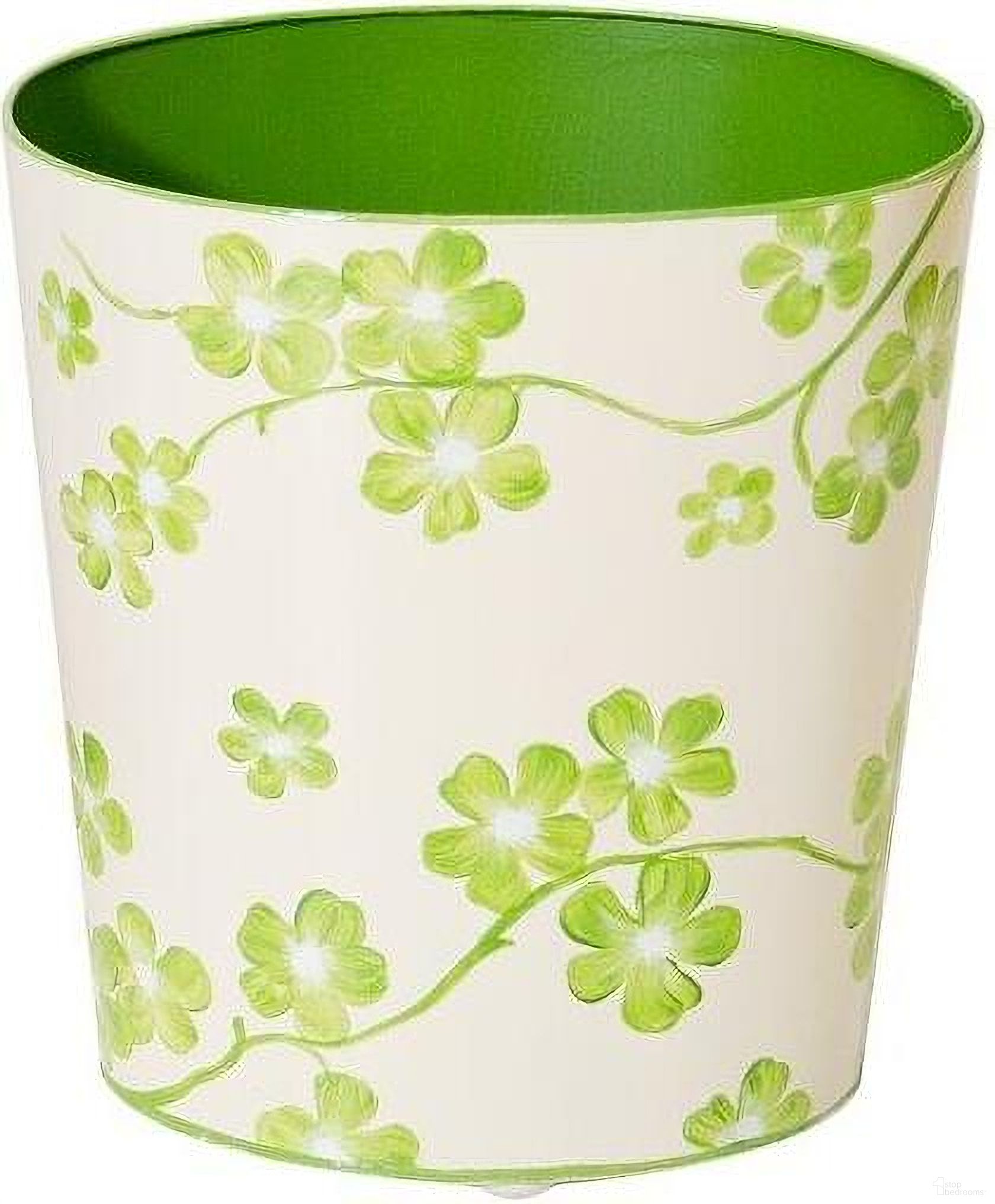 Wbclover Green And Cream Wastebasket