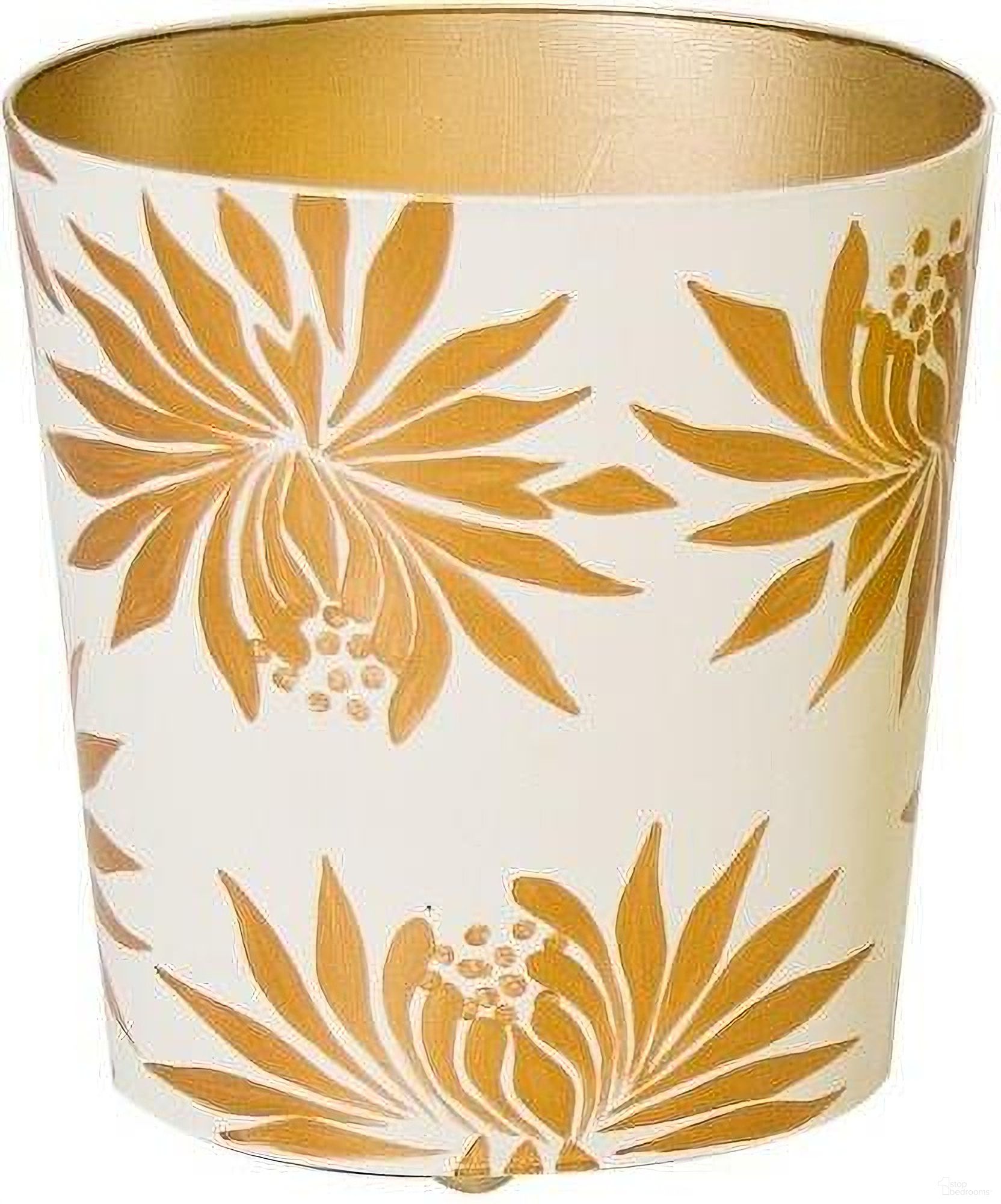 Wbdahliagl Gold And Cream Floral Wastebasket