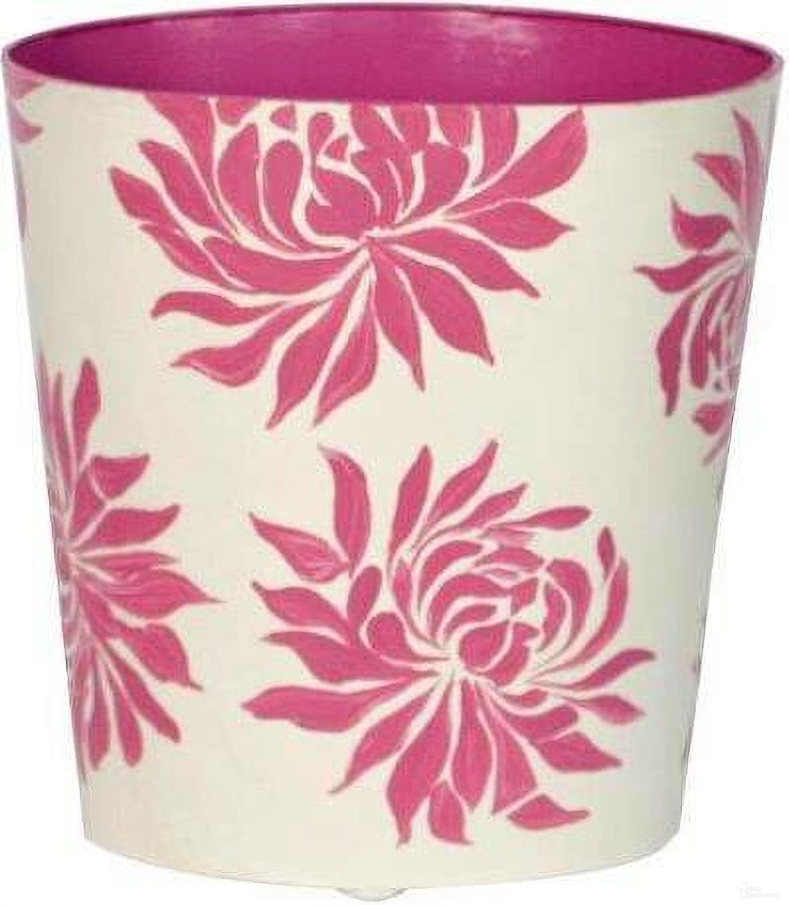 Wbdahliap Pink And Cream Floral Oval Wastebasket