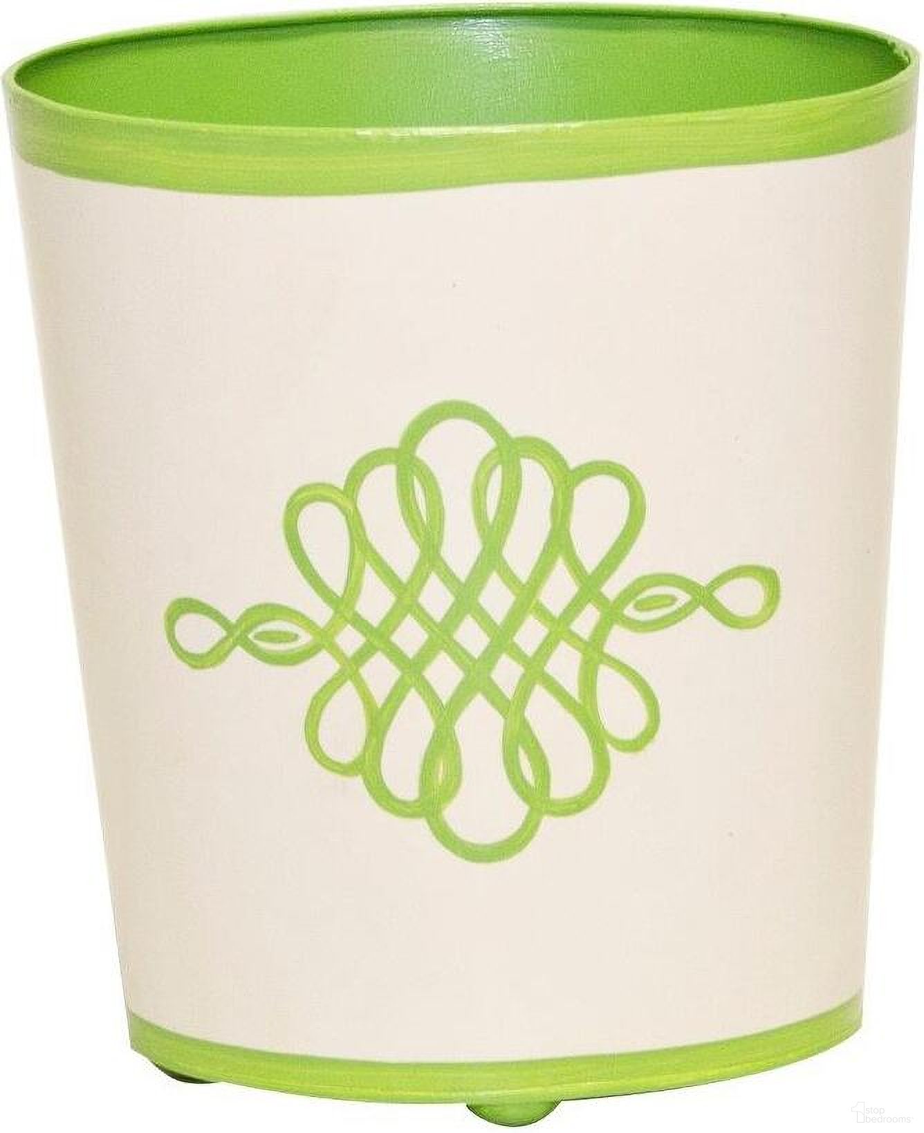 Wblisagr Green And Cream Design Oval Wastebasket