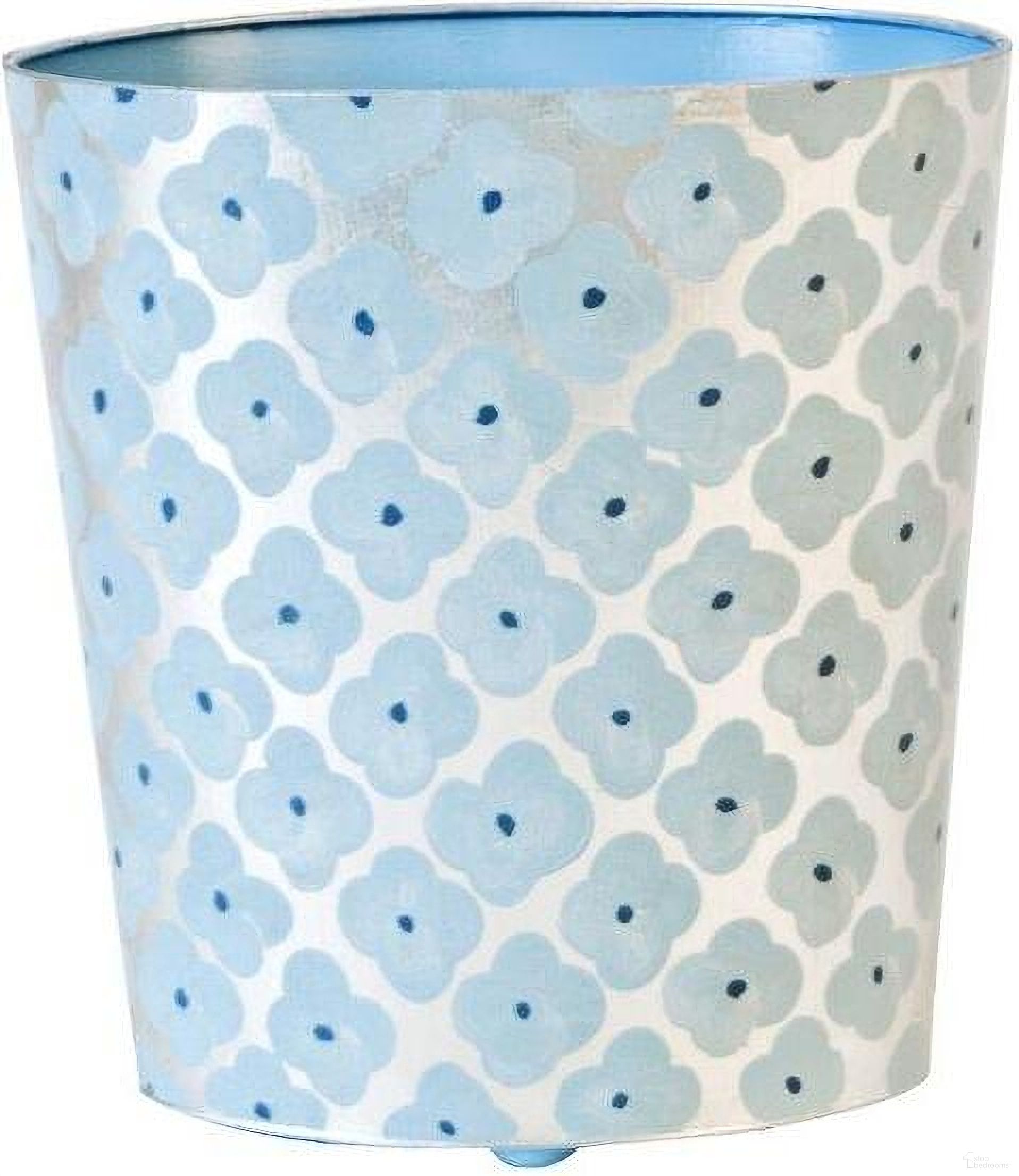 Wbmoroccobs Silver Leaf And Blue Pattern Oval Wastebasket