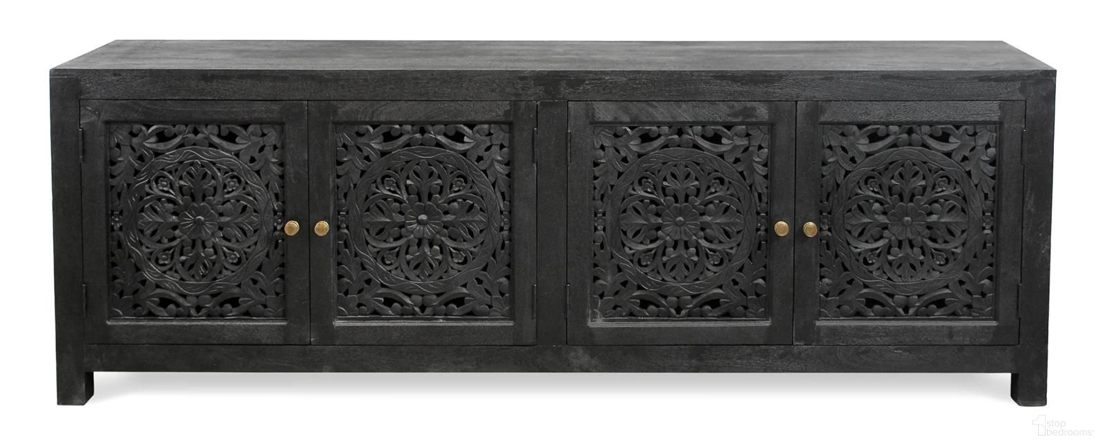 The appearance of Weatherly 4-Door Media Cabinet In Charcoal Grey designed by Moti in the traditional interior design. This charcoal grey piece of furniture was selected by 1StopBedrooms from Weatherly Collection to add a touch of cosiness and style into your home. Sku: 43009028. Material: Wood.