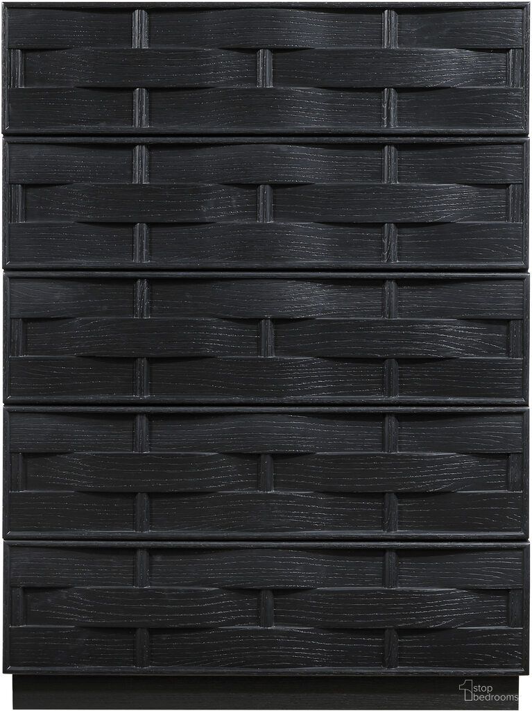 The appearance of Weave Chest In Black designed by Meridian in the modern / contemporary interior design. This black piece of furniture was selected by 1StopBedrooms from Weave Collection to add a touch of cosiness and style into your home. Sku: 317Black-CH. Material: Oak Veneer.