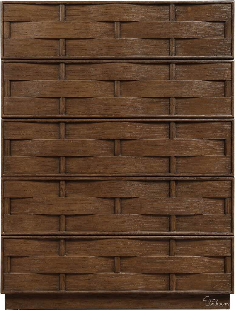 The appearance of Weave Chest In Brown designed by Meridian in the modern / contemporary interior design. This brown piece of furniture  was selected by 1StopBedrooms from Weave Collection to add a touch of cosiness and style into your home. Sku: 317Brown-CH. Material: Oak Veneer.