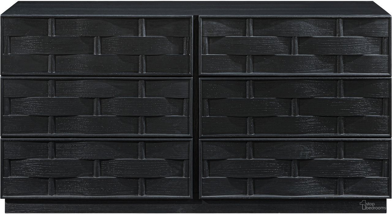 The appearance of Weave Dresser In Black designed by Meridian in the modern / contemporary interior design. This black piece of furniture  was selected by 1StopBedrooms from Weave Collection to add a touch of cosiness and style into your home. Sku: 317Black-D. Material: Oak Veneer.