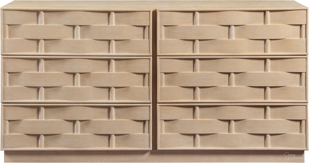The appearance of Weave Dresser In Natural and Natural designed by Meridian in the modern / contemporary interior design. This natural and natural piece of furniture  was selected by 1StopBedrooms from Weave Collection to add a touch of cosiness and style into your home. Sku: 317Natural-D. Material: Oak Veneer.