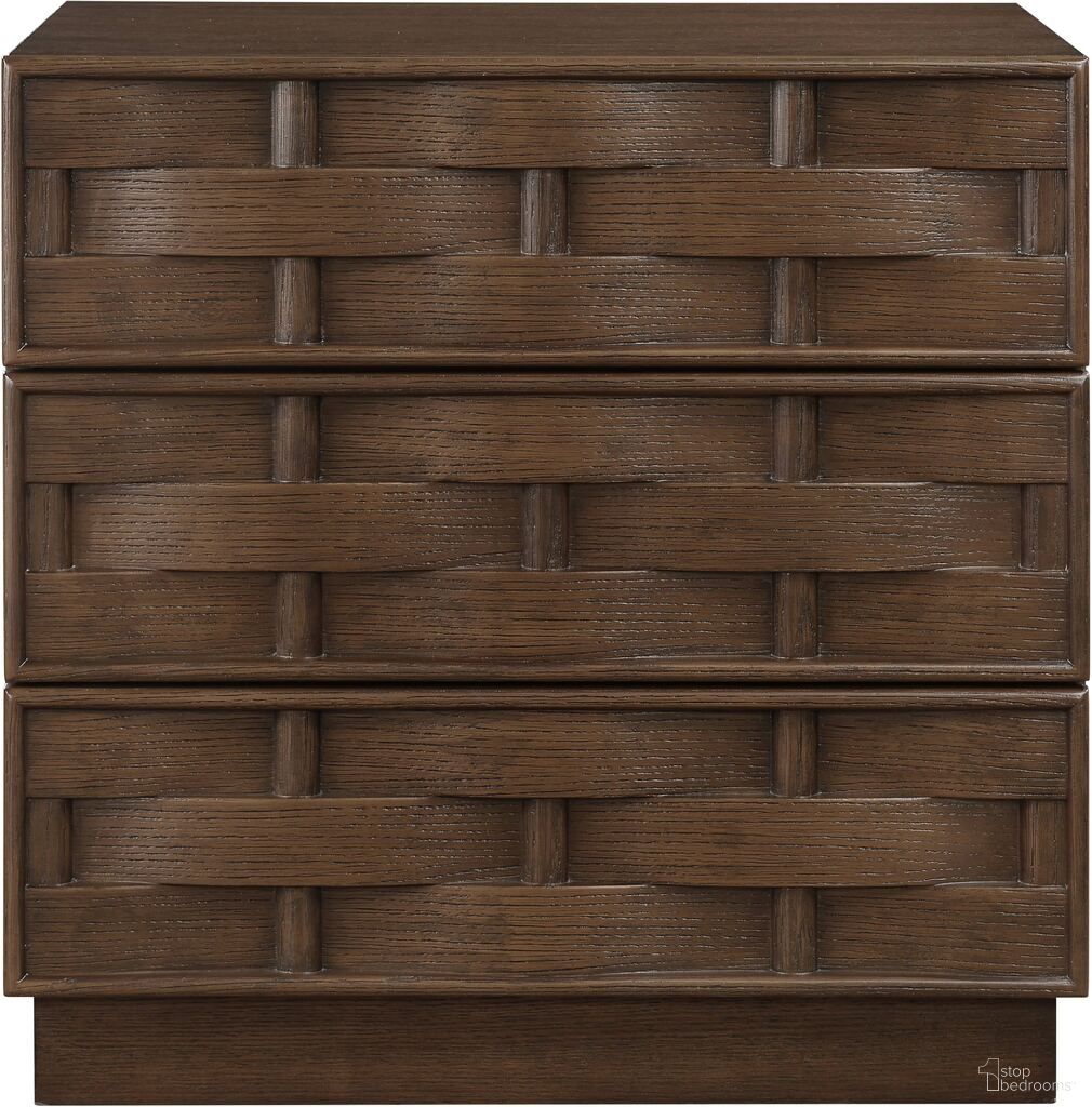 The appearance of Weave Night Stand In Brown designed by Meridian in the modern / contemporary interior design. This brown piece of furniture was selected by 1StopBedrooms from Weave Collection to add a touch of cosiness and style into your home. Sku: 317Brown-NS. Material: Oak Veneer.
