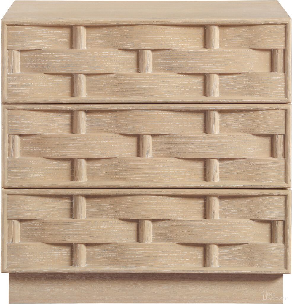 The appearance of Weave Night Stand In Natural and Natural designed by Meridian in the modern / contemporary interior design. This natural and natural piece of furniture was selected by 1StopBedrooms from Weave Collection to add a touch of cosiness and style into your home. Sku: 317Natural-NS. Material: Oak Veneer.