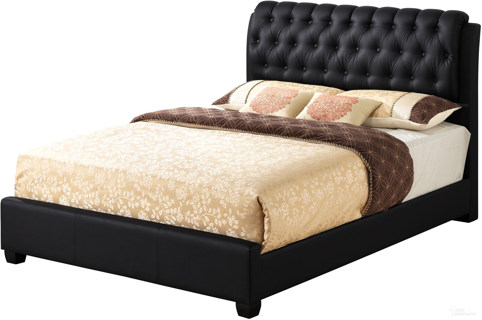 Glory Furniture G1500 Queen Button-Tufted Bed in Black