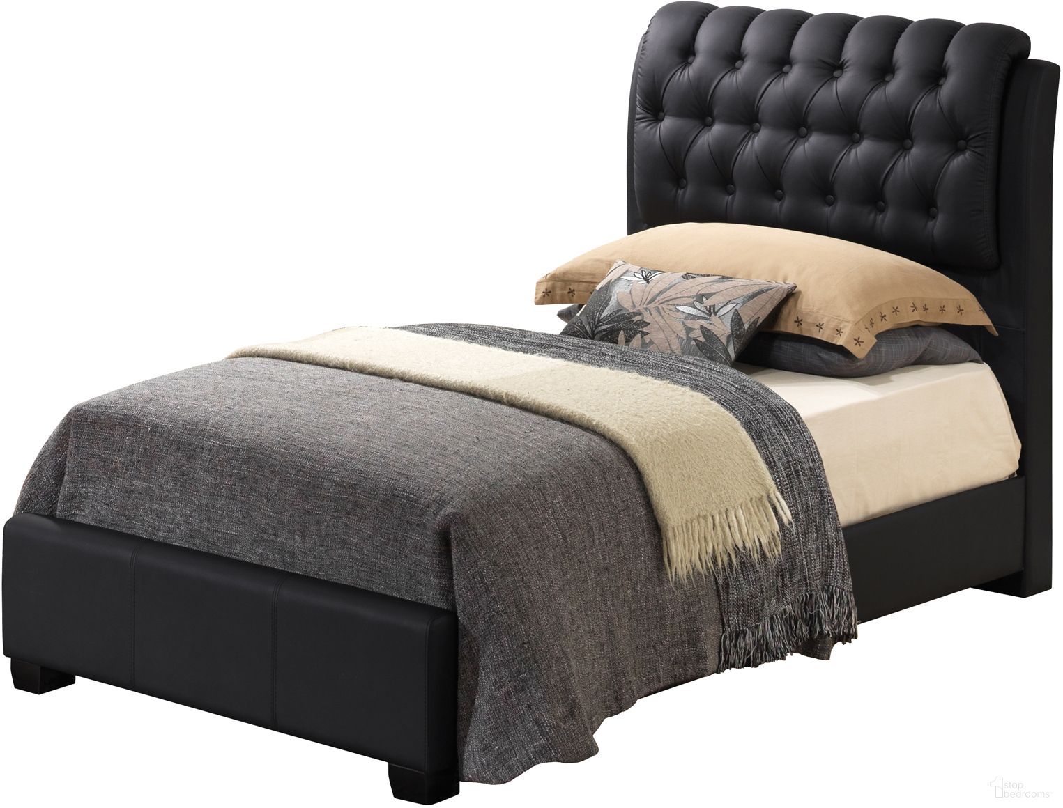 The appearance of Glory Furniture G1500 Twin Button-Tufted Bed in Black designed by Glory in the traditional interior design. This black piece of furniture was selected by 1StopBedrooms from G1500 Collection to add a touch of cosiness and style into your home. Sku: G1500C-TB-UP-Twin Bed Headboard & Footboard & Rails. Bed Type: Panel Bed. Material: Upholstered. Bed Size: Twin.