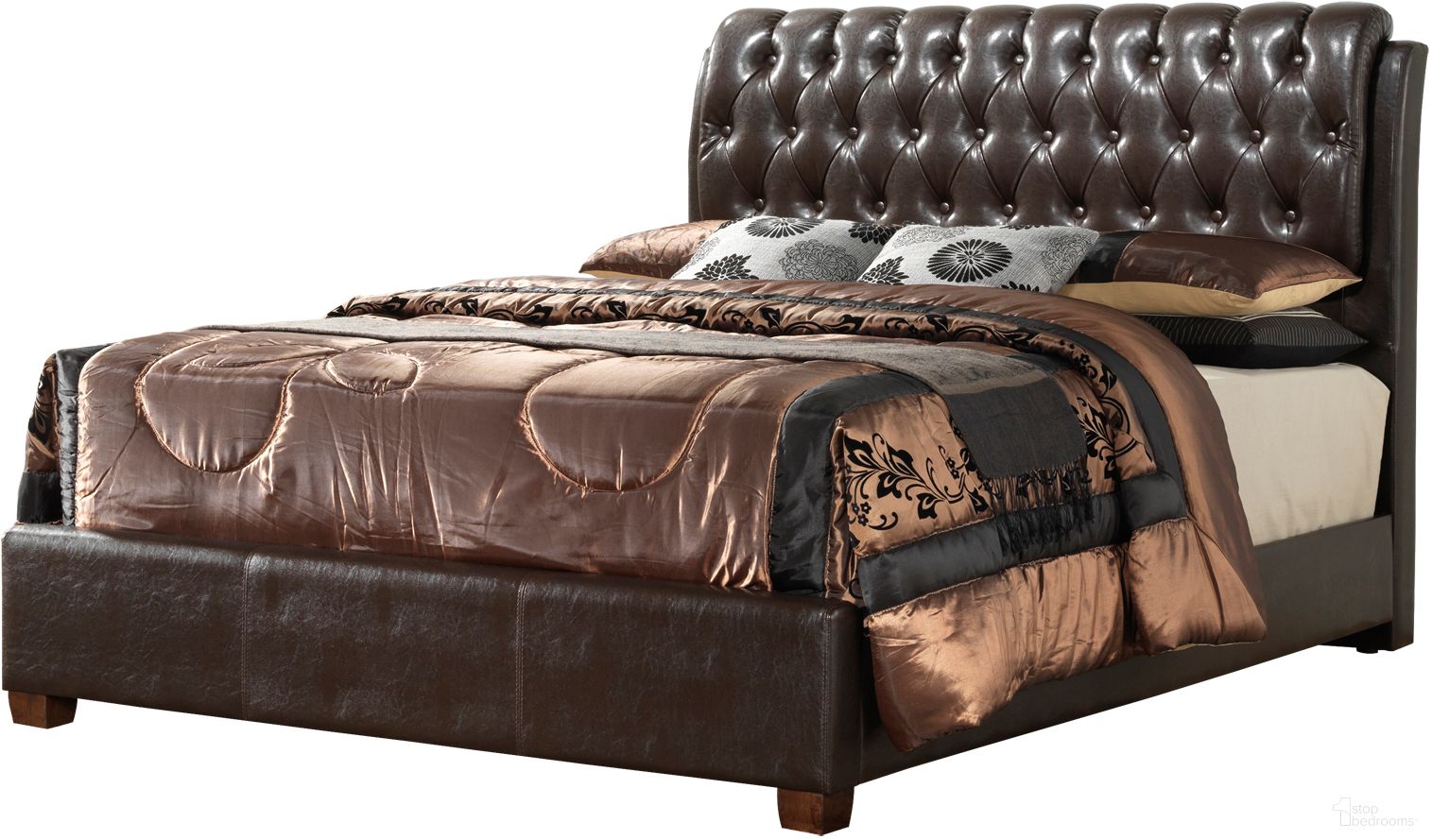Glory Furniture G1550 Queen Upholstered Bed in Cherry