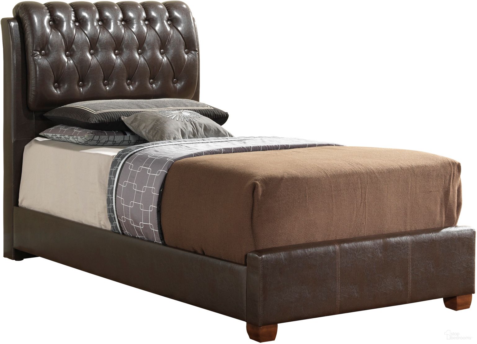 The appearance of Glory Furniture G1550 Twin Upholstered Bed in Cherry designed by Glory in the traditional interior design. This cherry piece of furniture  was selected by 1StopBedrooms from G1550 Collection to add a touch of cosiness and style into your home. Sku: G1550C-TB-UP-Twin Bed  Headboard & Footboard & Rails. Material: Upholstered. Bed Size: Twin. Bed Type: Upholstered Bed.