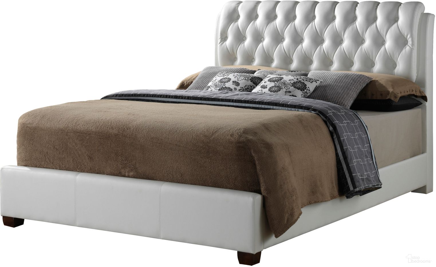 Glory Furniture G1570 King Button-Tufted Bed in White